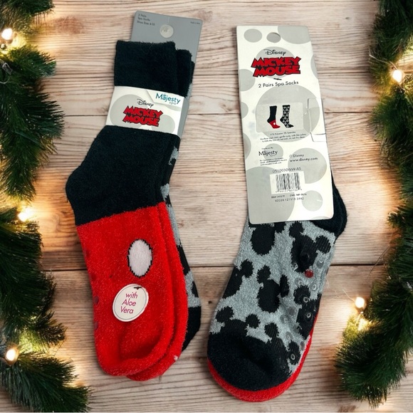 Disney Mickey Mouse Majesty Spa 2-Pack Socks W/Aloe Vera Size 4-10 - Picture 2 of 7